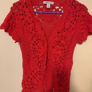 Lace red top, unique